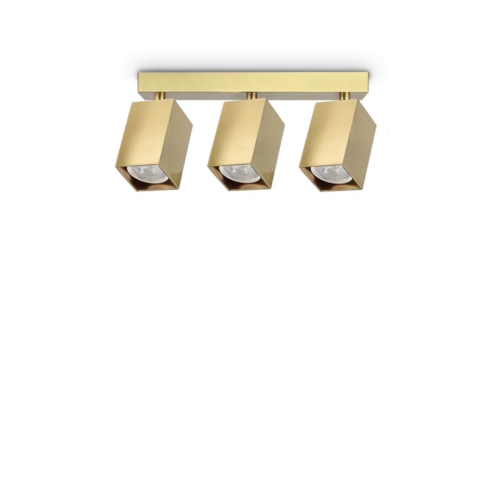 Spot linear Dynamite patrat 3xGU10, auriu, Ideal Lux