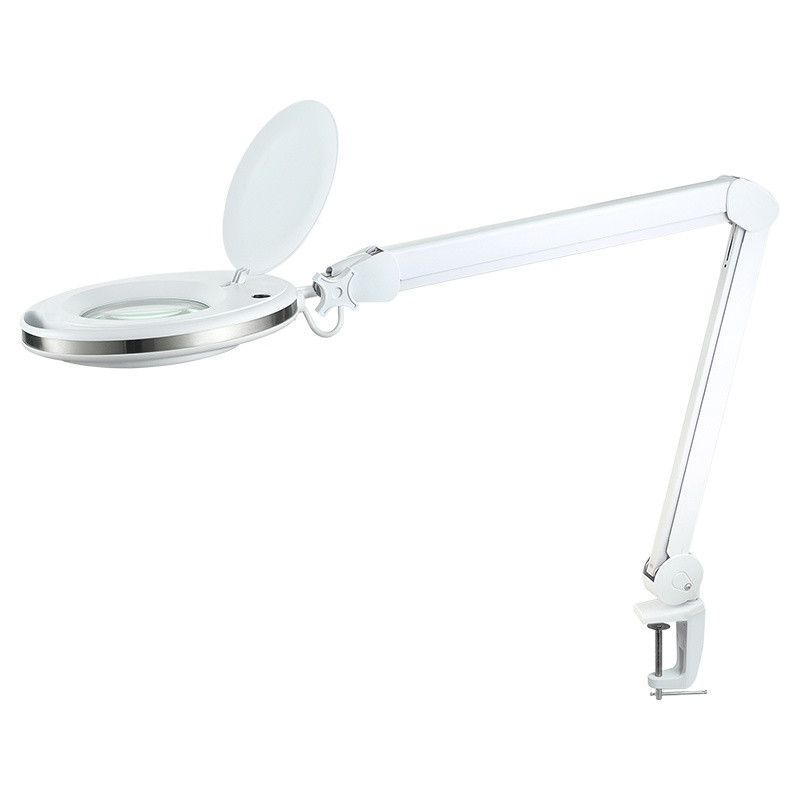Lampa de birou LED Rebel NAR0465-2, cu lupa, cu clema, 10W, 730lm, lumina rece, Rebel