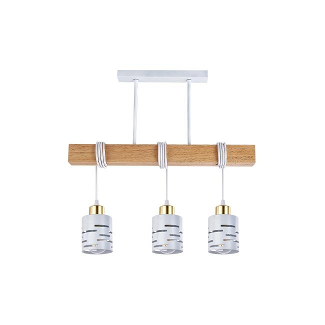 Lustra Elen 3xE27, IP20, alba+aurie+lemn, Masterled