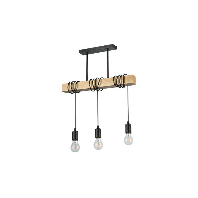 Lustra Nido, 3xE27, negru+lemn