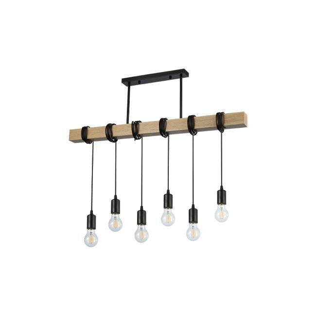 Lustra Nido, 6xE27, negru+lemn
