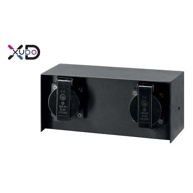 Stalp pentru exterior Xudo, 23 cm, 2 prize schuko, negru