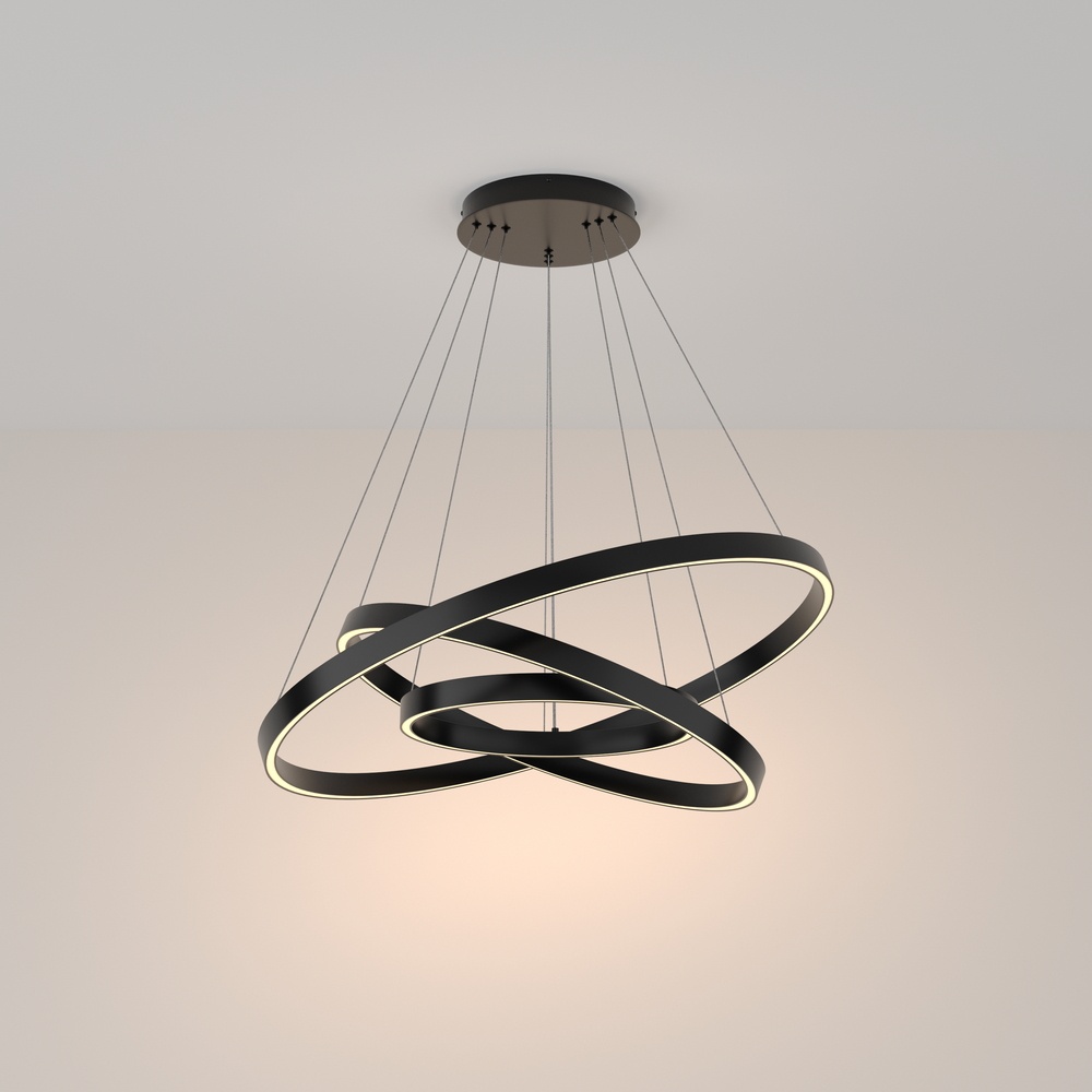 Lustra Rim, 115W, lumina calda (3000K), neagra, Maytoni