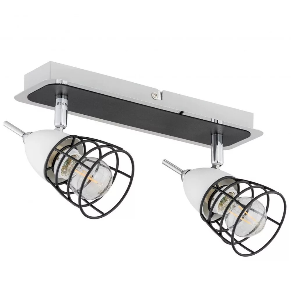 Spot aplicat Sky 1502, 2xE14, IP20, negru+alb, Kobi