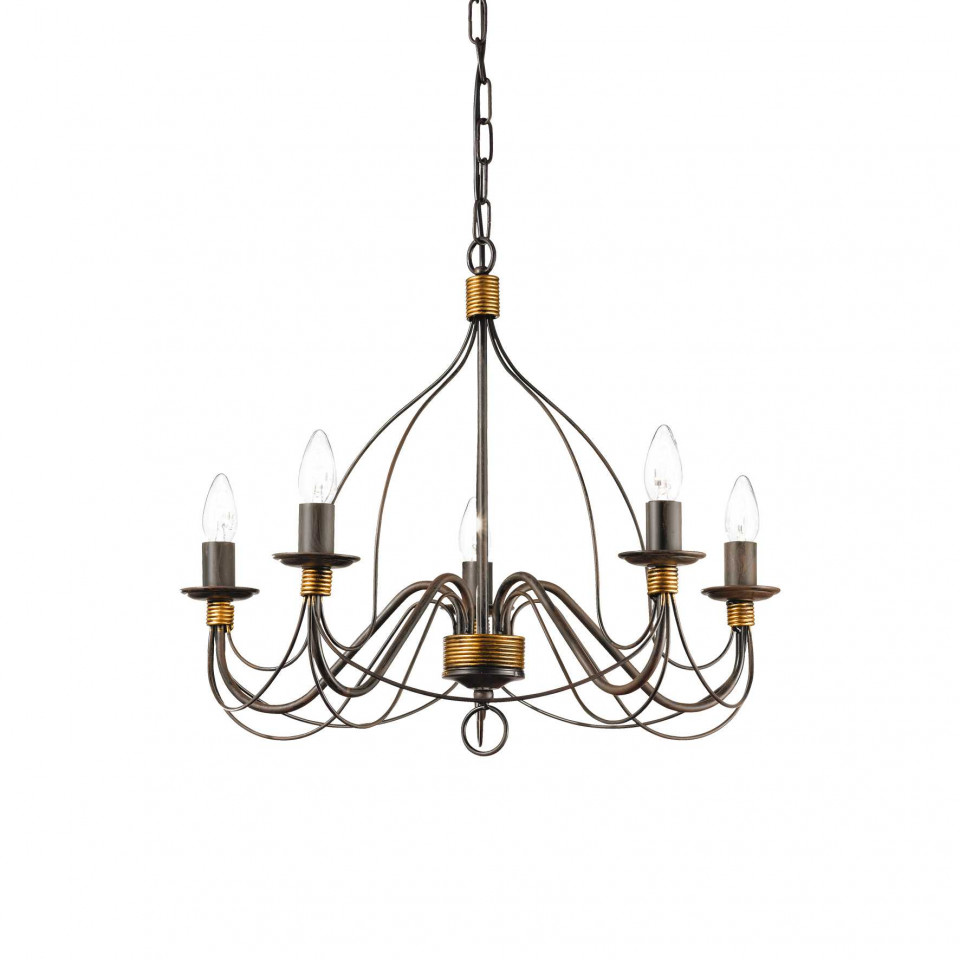 Candelabru Corte 057187, 5xE14, ruginiu, IP20, Ideal Lux