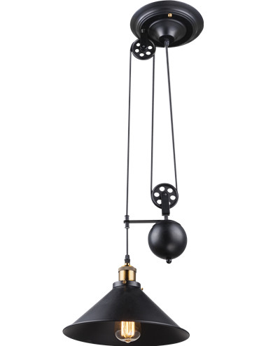 Pendul Lenius 15053, 1xE27, negru+alama, IP20, Globo