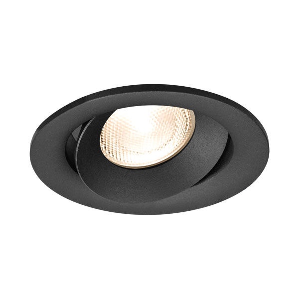 Spot incastrat reglabil rotund, negru, IP20, Braytron