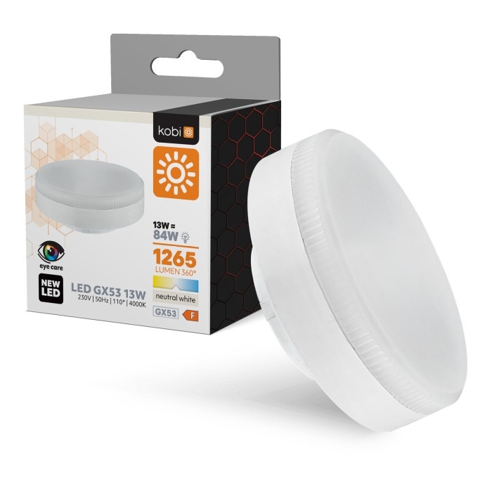 Bec LED GX53, 13W, 1265lm, lumina neutra(4000 K), Kobi