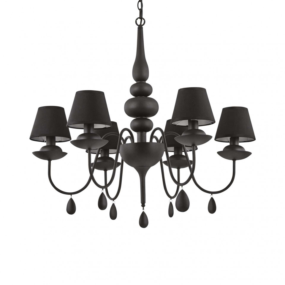 Candelabru Blanche 111872, 6xE14, negru, IP20, Ideal Lux