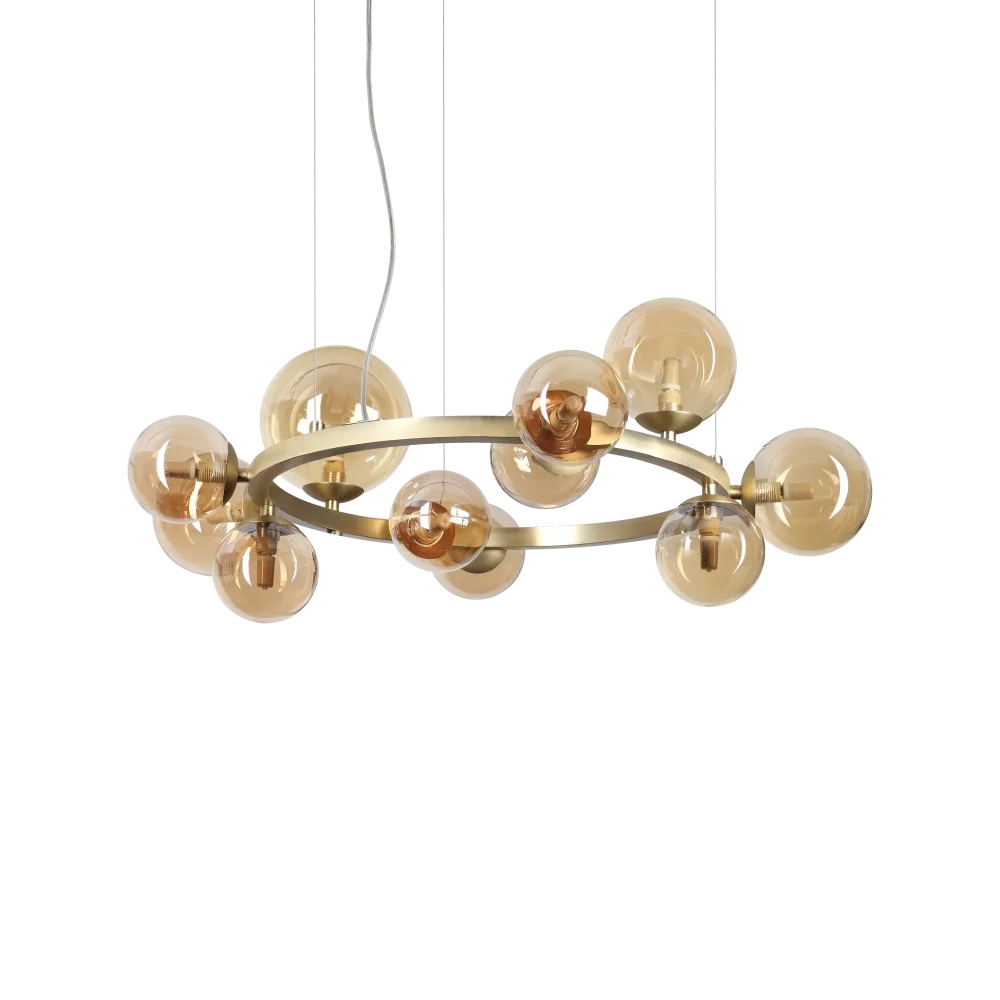 Lustra Perlage, 11xG9, IP20, ambra, Ideal Lux