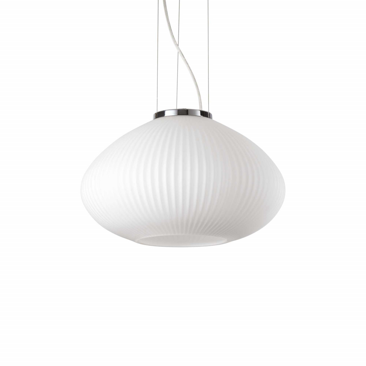 Pendul Plisse 285184, 1xE27, crom+alb, IP20, Ideal Lux