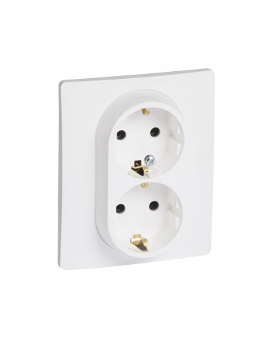 Priza dubla cu impamantare, 16A, IP20, alb, Legrand Niloe