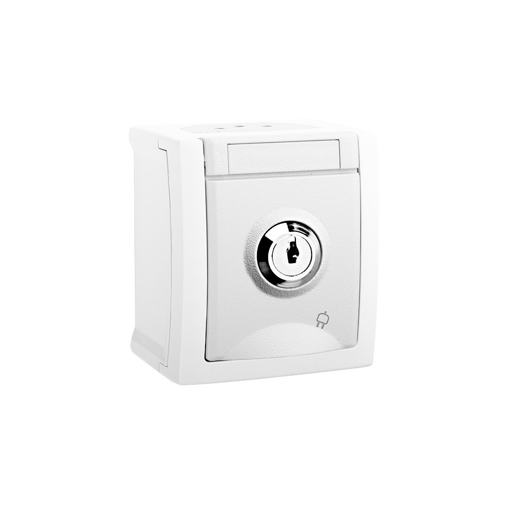 Priza simpla cu cheie IP54 Pacific Panasonic, PT, alb