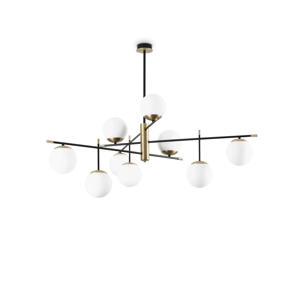 Lustra Gourmet 9xE14, IP20, neagra/alama, Ideal Lux