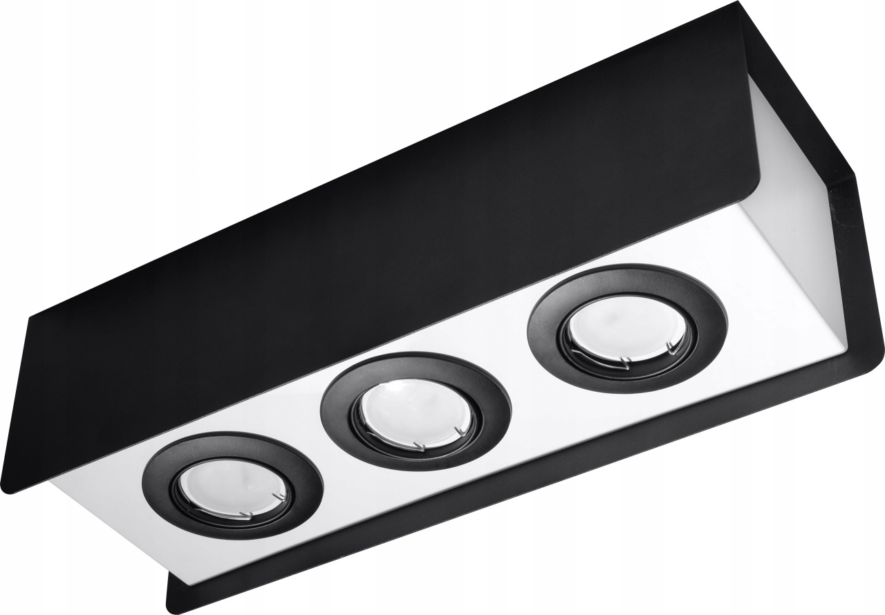 Plafoniera Stereo 3, 3xGU10, IP20, neagra+alba, Kobi