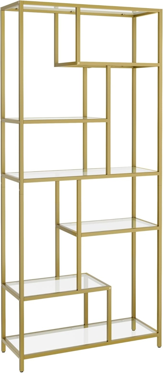 Biblioteca sticla Auriu Vasagle 80x30x180.8 cm