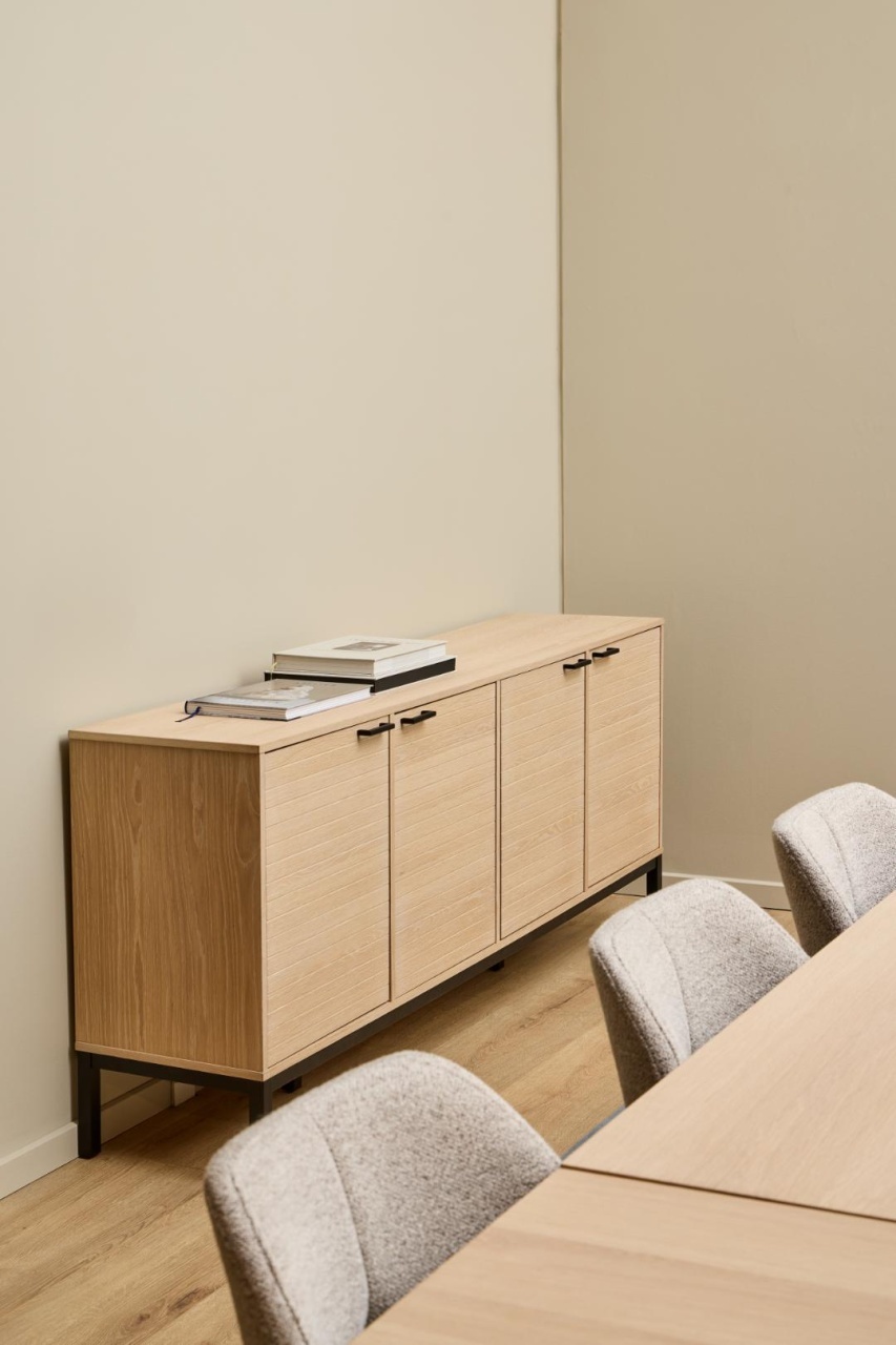 Bufet Kensington, Negru mat, 80x180x40 cm
