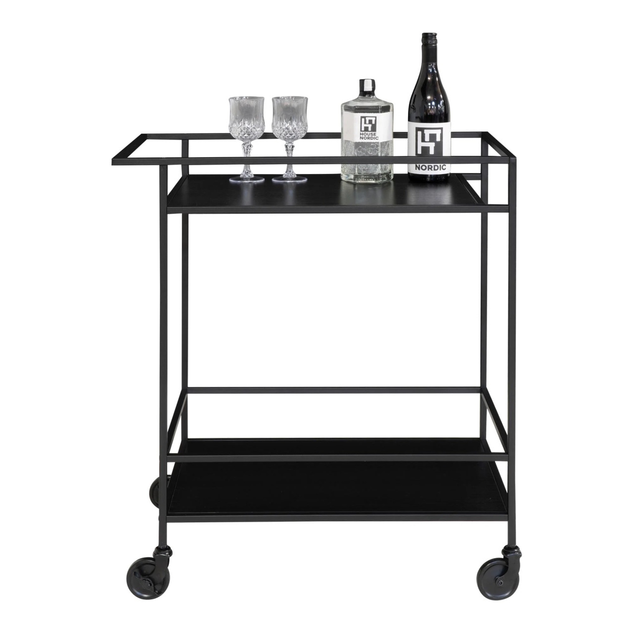 Carucior bar Vita, Negru, 68x40x79 cm