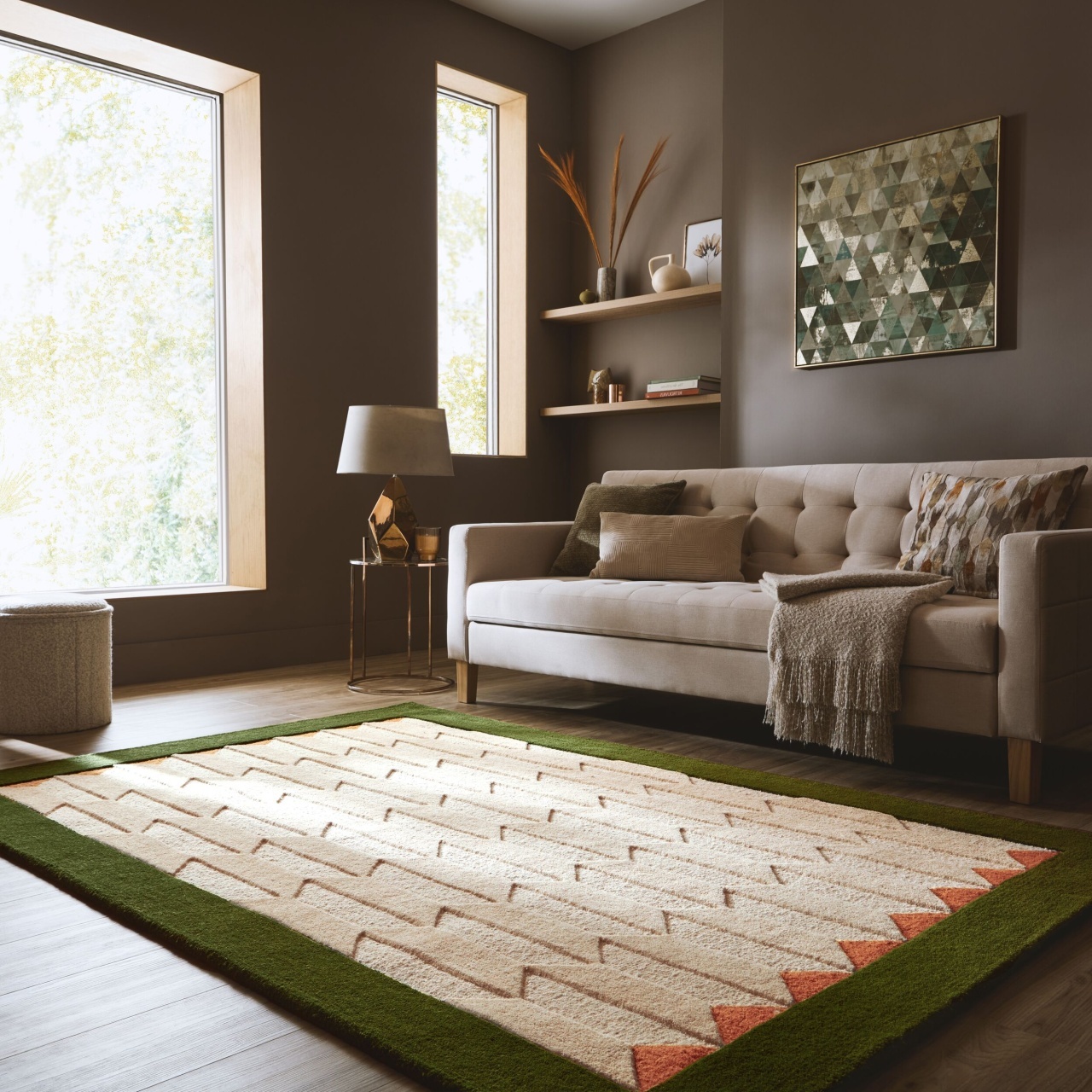 Covor Apex Border Wool Verde 200x290 cm