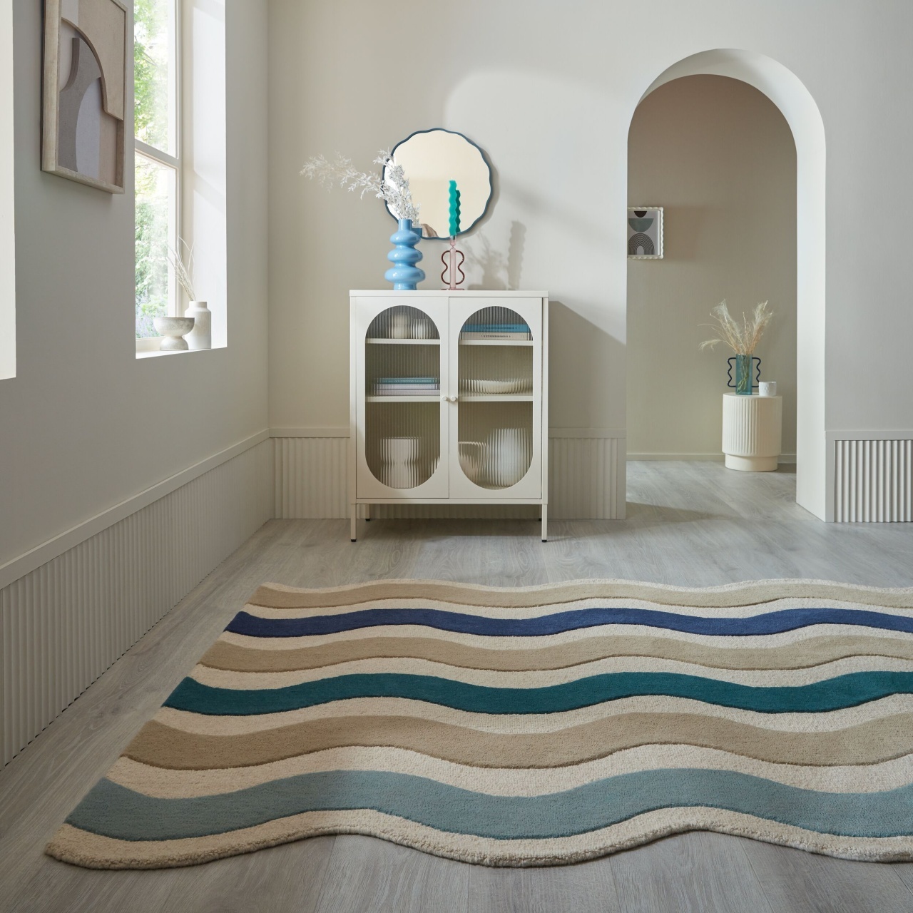Covor Cascade Wool Albastru 140x200 cm