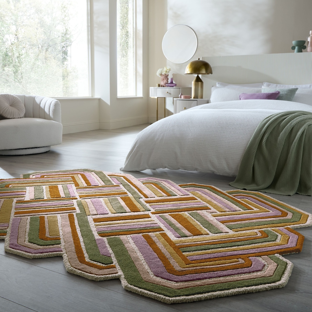 Covor Lattice Shaped Wool Lila 200x300 cm