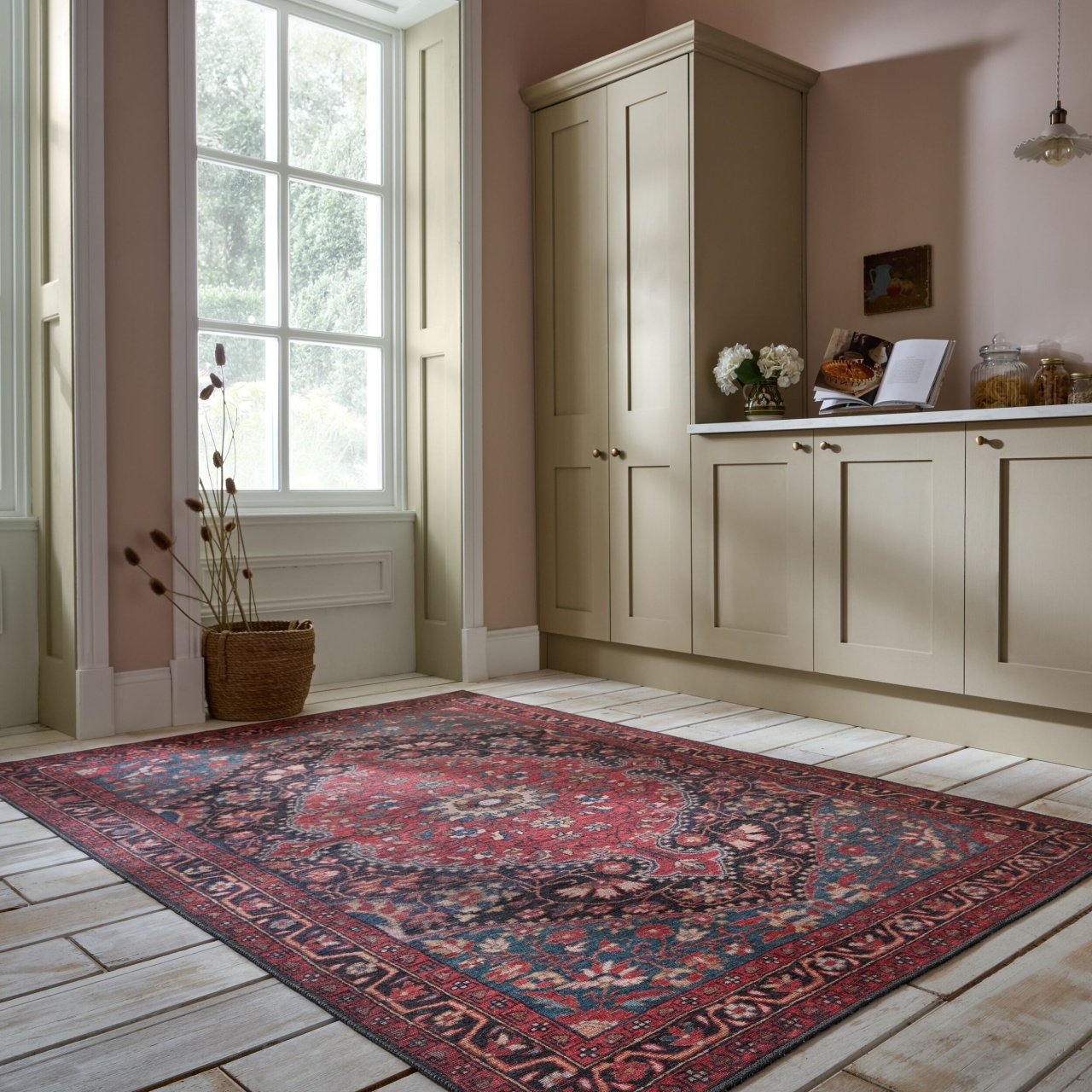 Covor Medallion Washable Rosu 152x230 cm, Flair Rugs