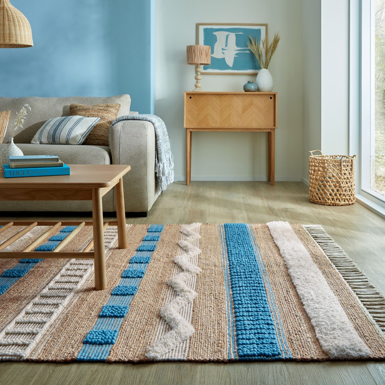 Covor Medina Jute Albastru 120x170 cm, Flair Rugs