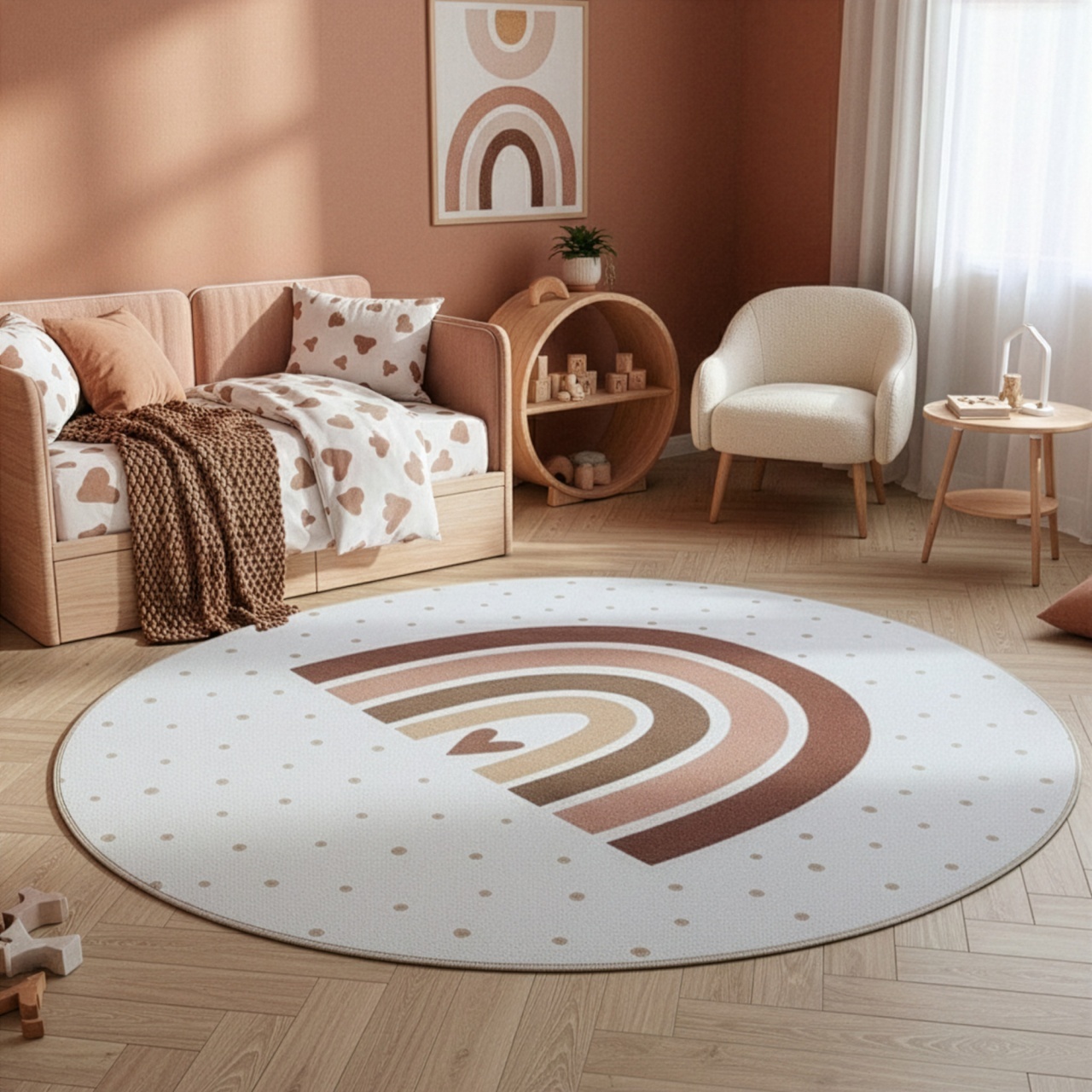 Covor rotund Coco V2 Crem 120x120 cm