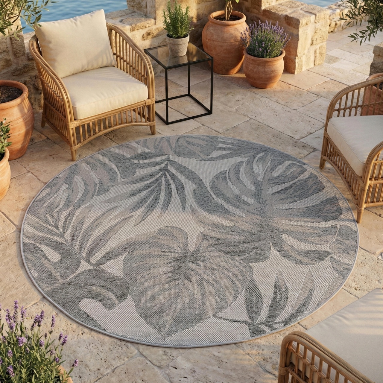 Covor rotund Desert V2 Gri 80x80 cm