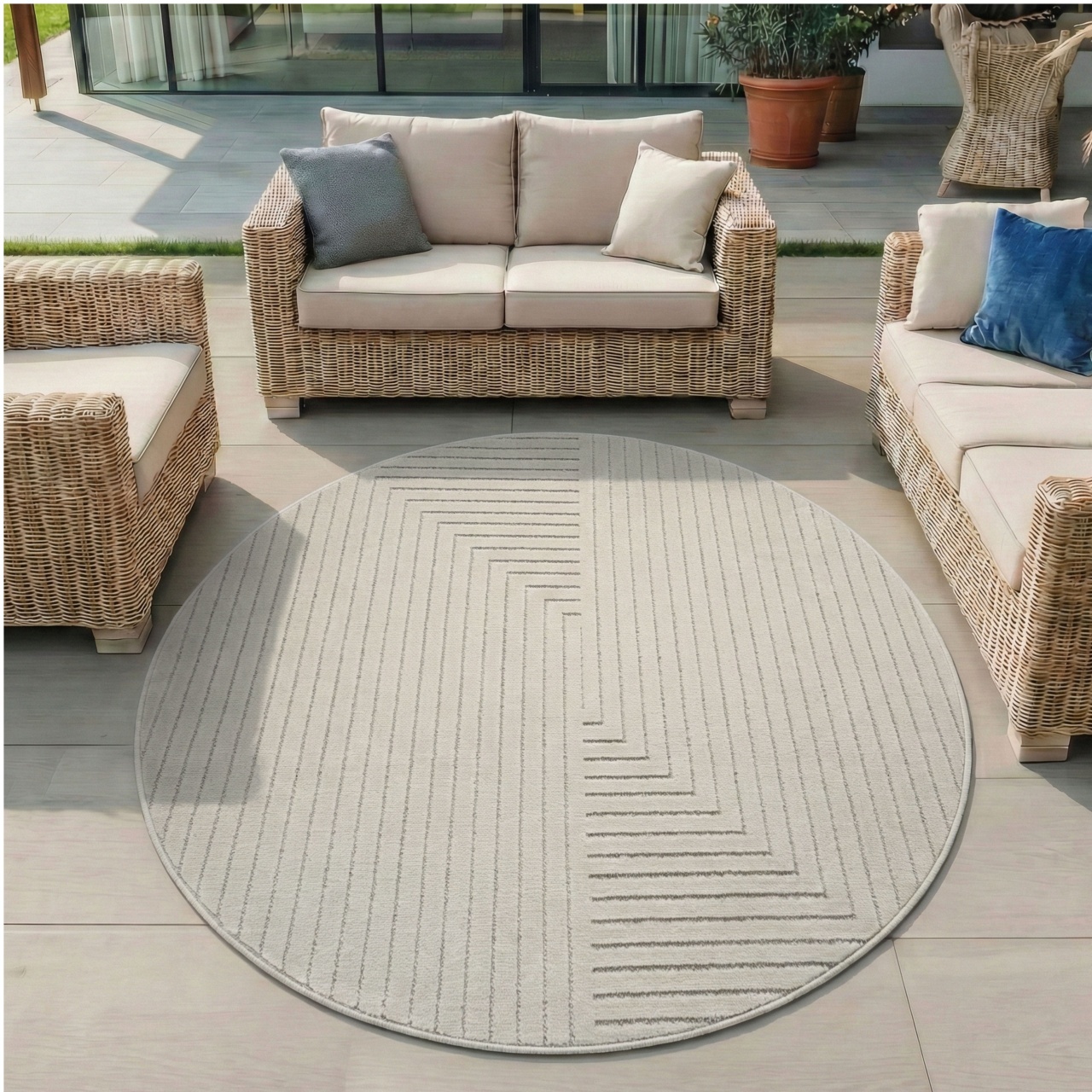 Covor rotund Nova V2 Crem 120x120 cm