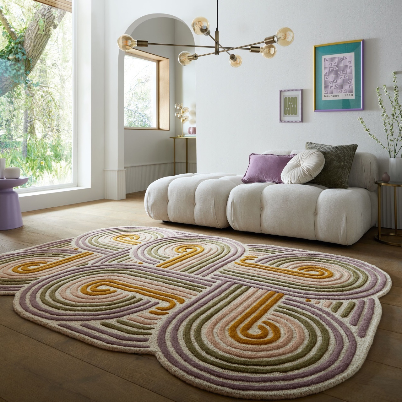 Covor Spiral Shaped Wool Verde 200x300 cm