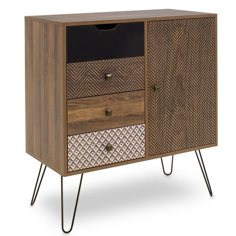 Dulap cu Sertare Boho Walnut 79.5x39.5x86 cm