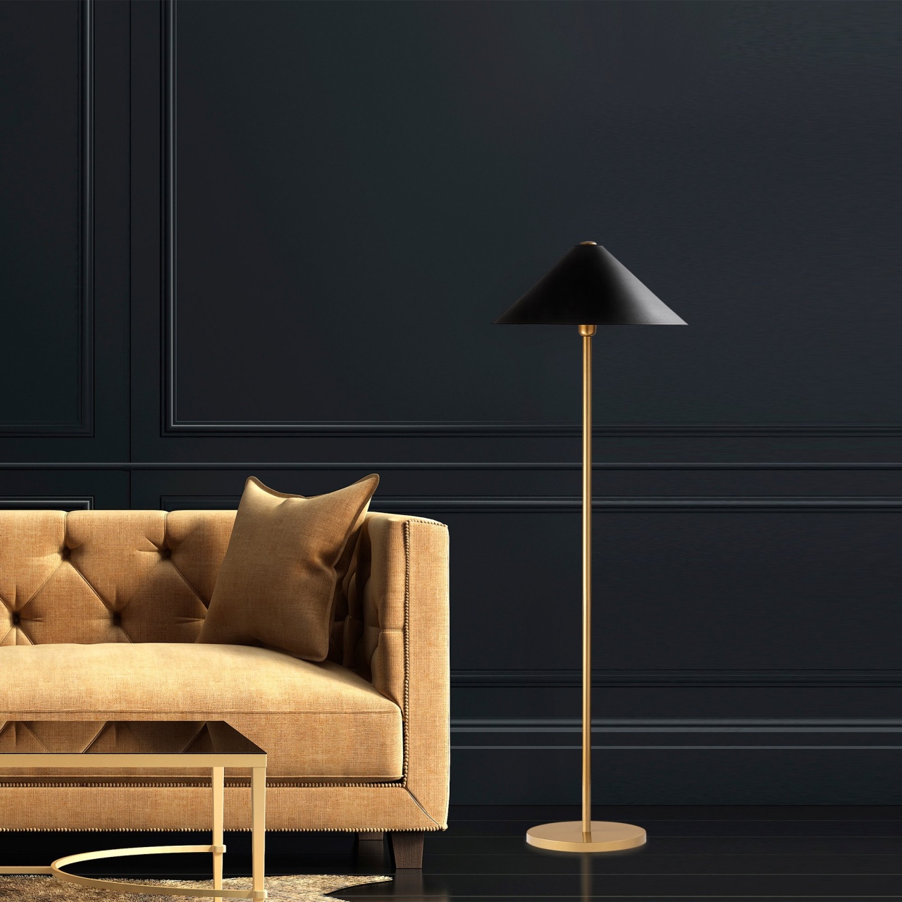 Lampadar Mixed Auriu 46x46x150 cm