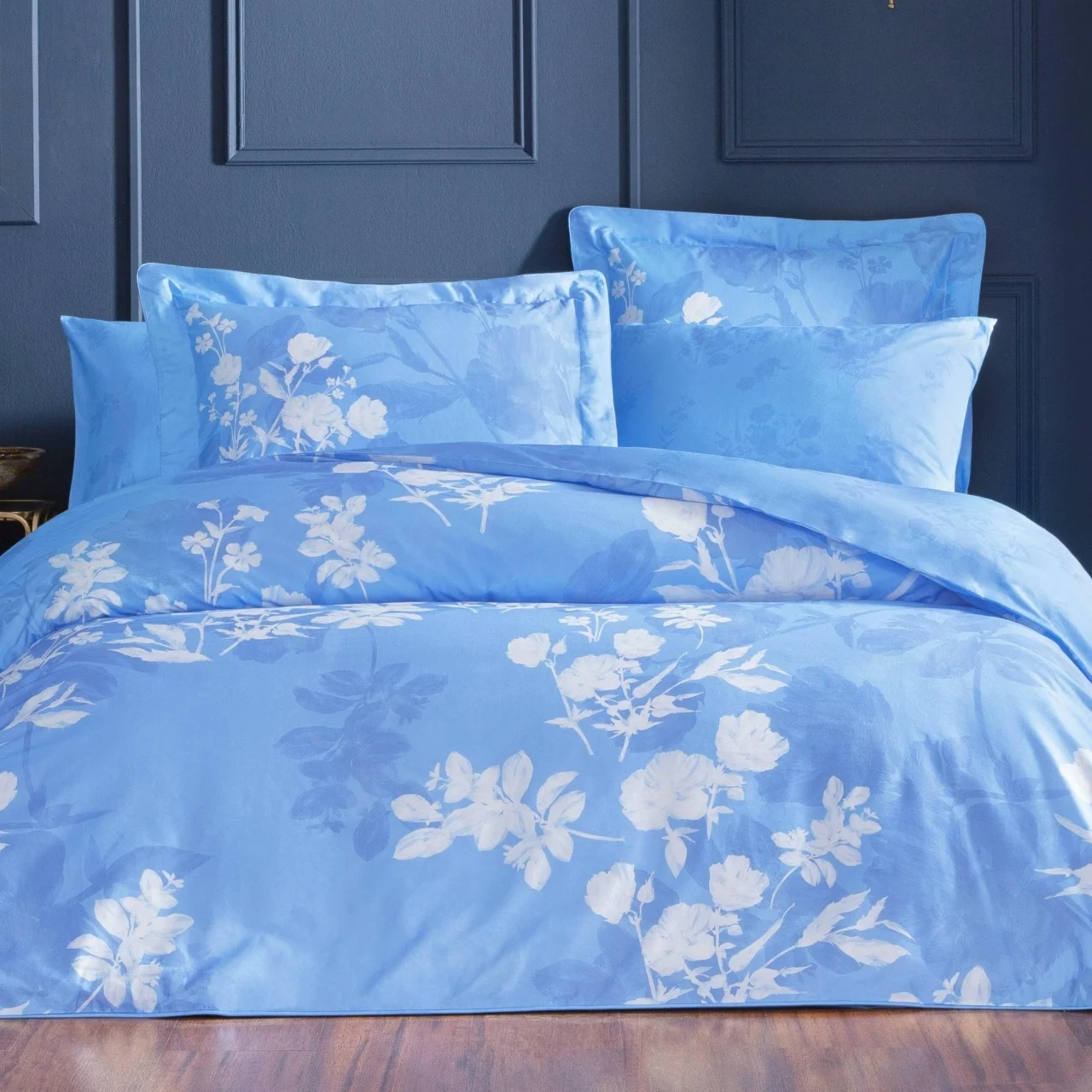 Lenjerie Eunike Blue King Size (Bumbac Egiptean)