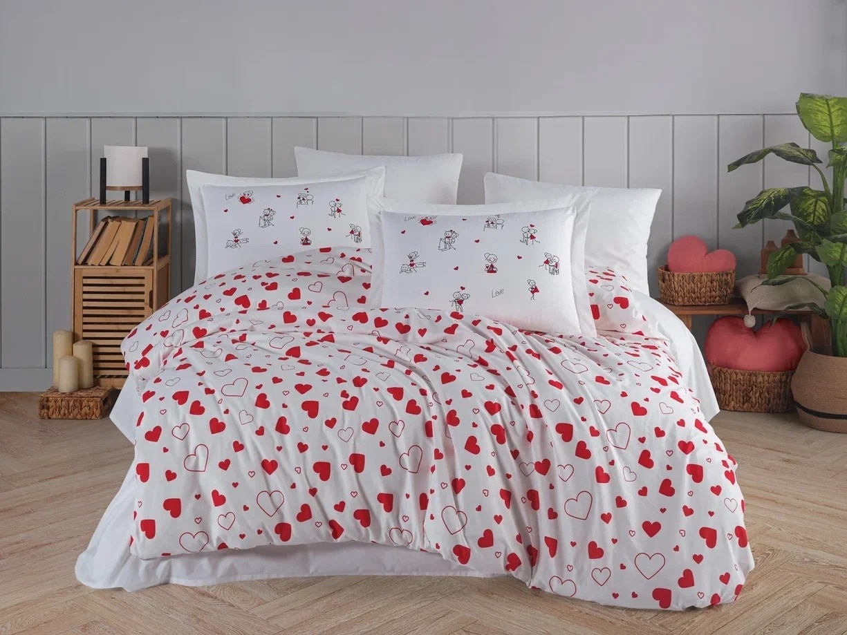 Lenjerie Venus Red Hearts (Bumbac 100% Poplin)