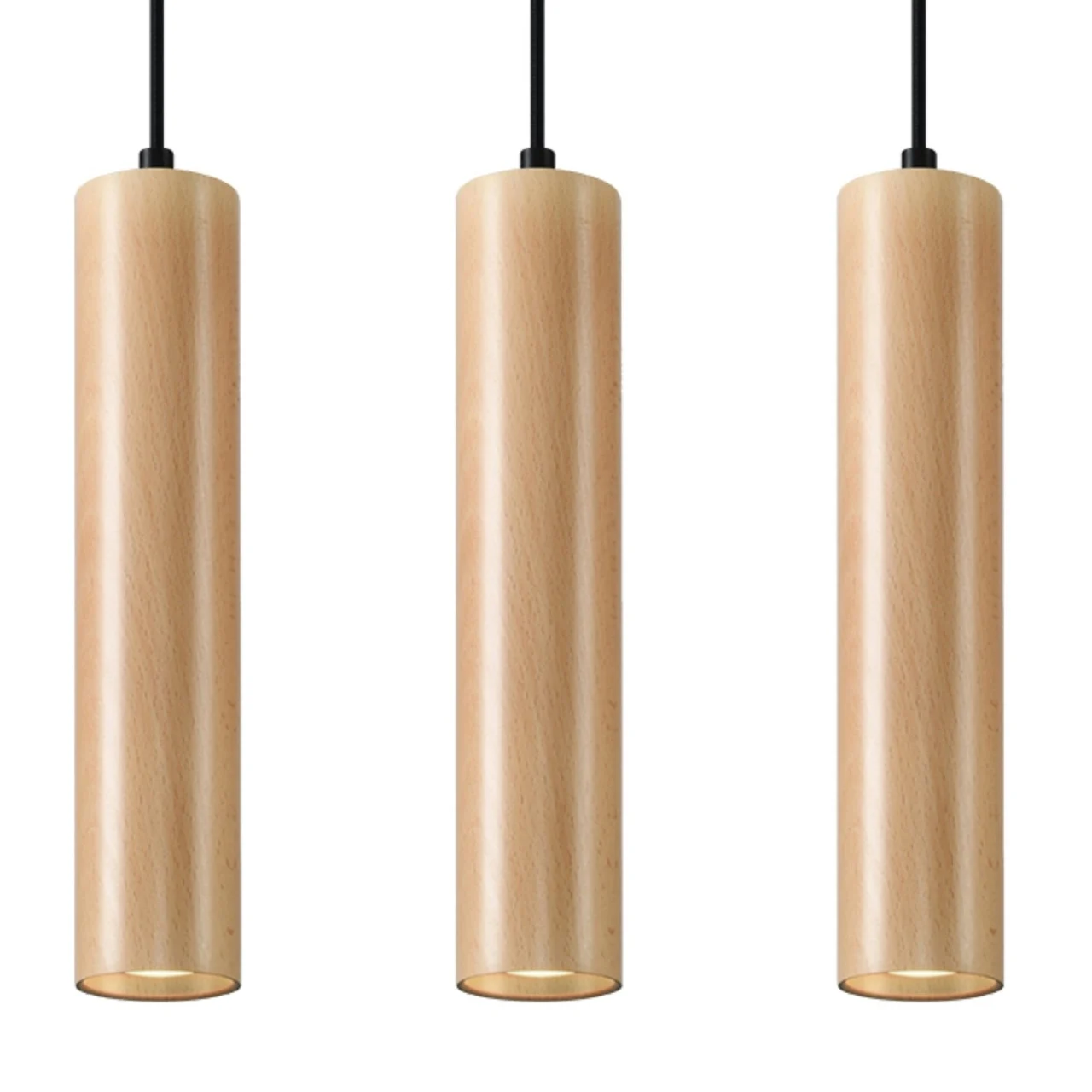 Lustra suspendata Lino din lemn, Natural 45x6x90 cm