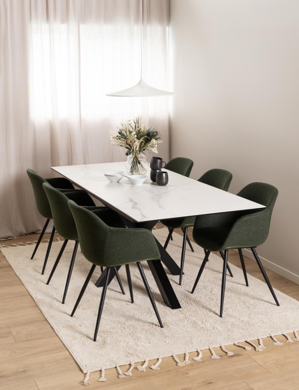 Masa dining Heaven, Alb, 76x210x90 cm