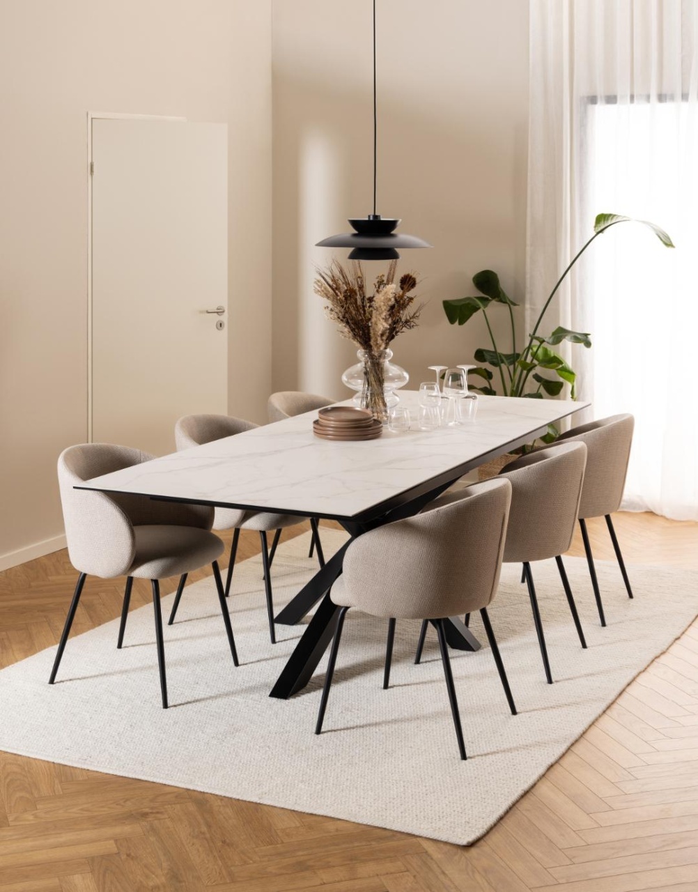 Masa dining Heaven, Alb, 76x240x100 cm