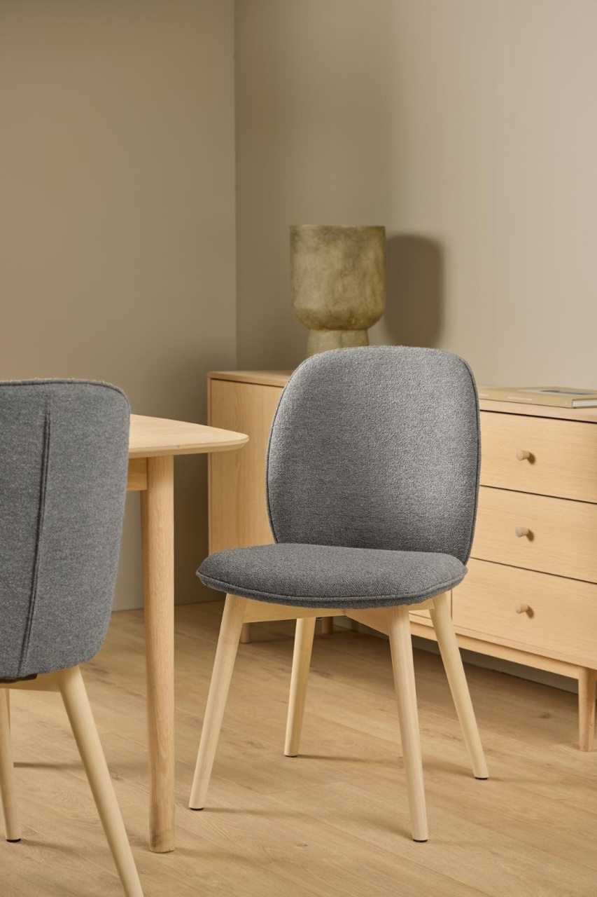 Set 2 piese Scaune dining Cindy, Gri, 89x49x56 cm