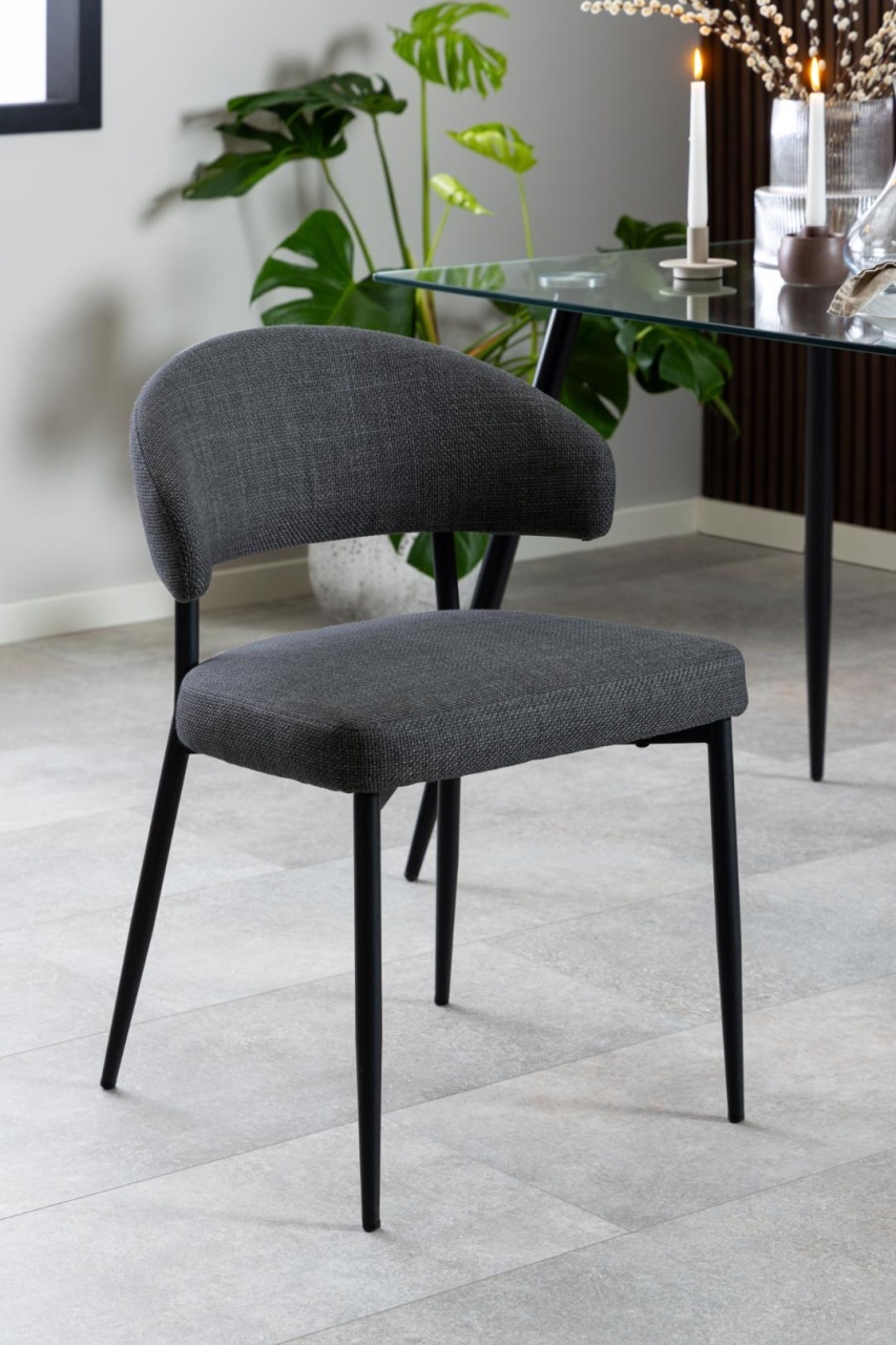 Set 2 piese Scaune dining Edina V1, Gri, 77x56x55 cm