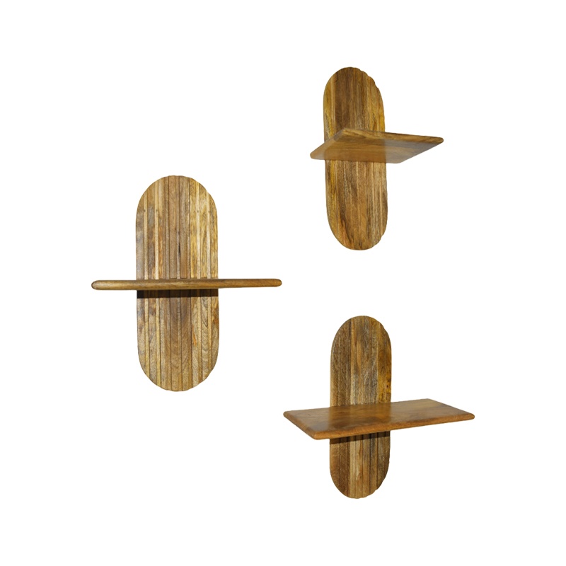 Set 3 bucati Raft de perete, Arcadia, Bej, 20x30x40 cm