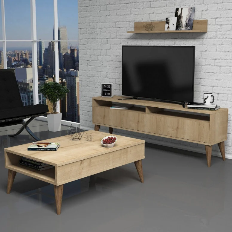 Set Comoda TV si Masuta de Cafea Living Best Oak