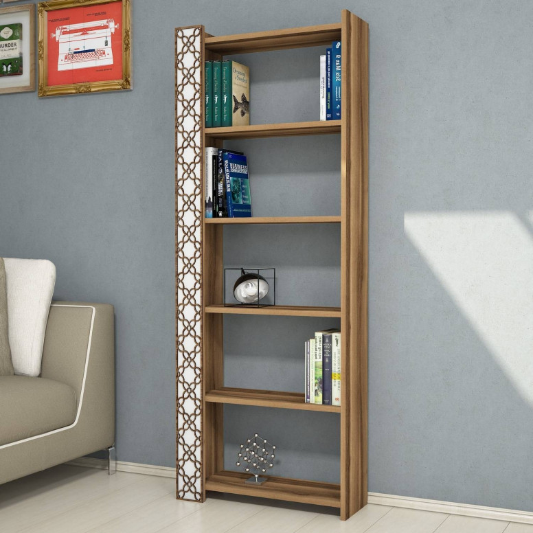 Biblioteca City - Walnut, Alb
