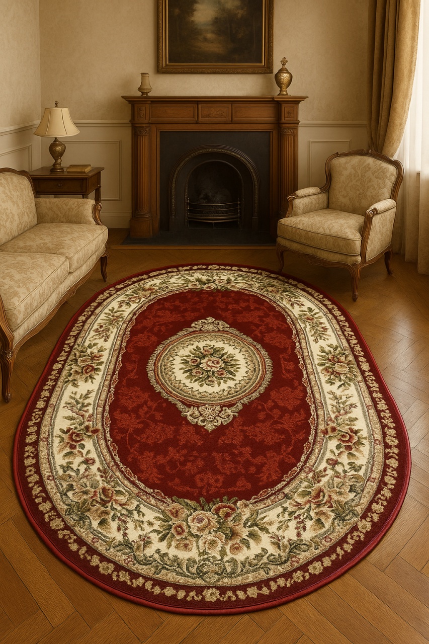 Covor Oval, Lotos, Rosu, 60x110 cm, Delta Lotos 571