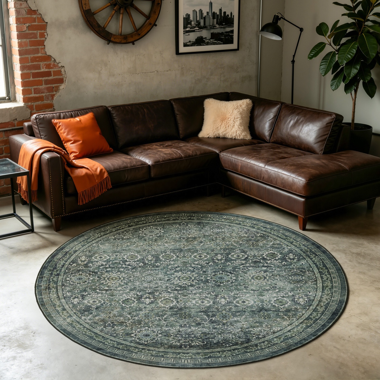 Covor Rotund INKA V8 Verde 200x200 cm