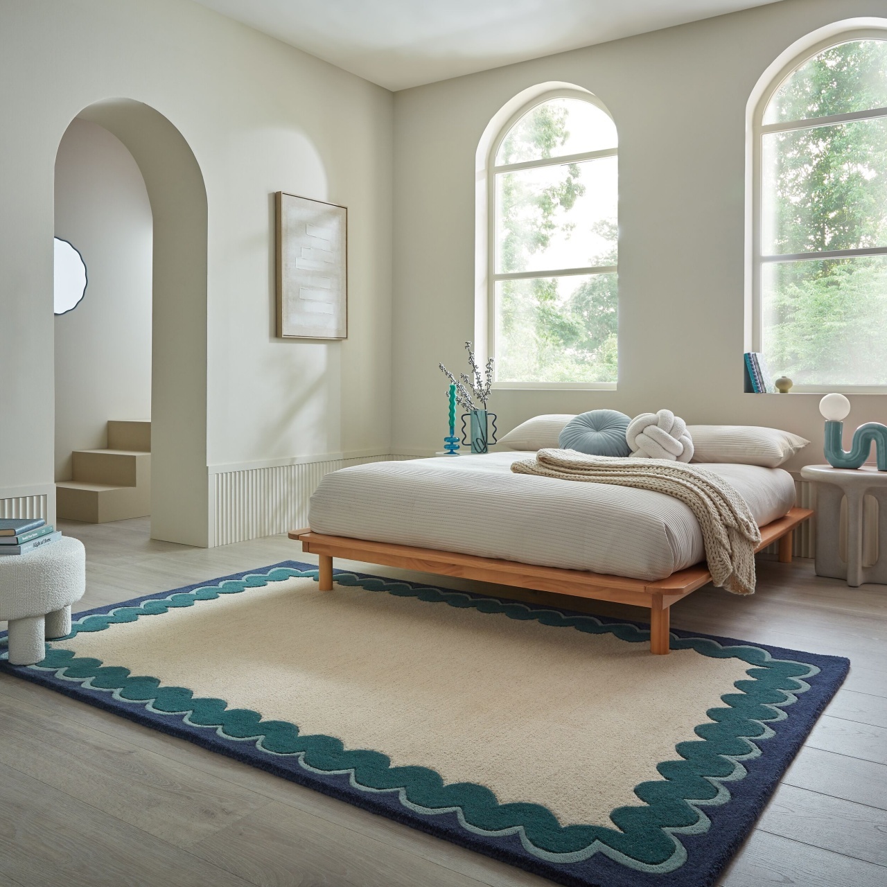 Covor Wiggle Wool Turcoaz 140x200 cm