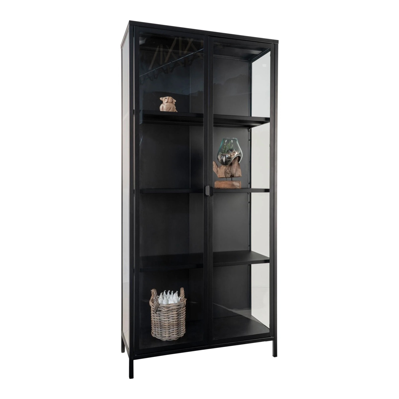 Dulap vitrina Brisbane, Negru, 35x80x175 cm