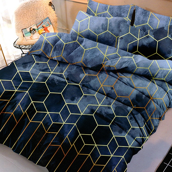 Lenjerie Geometric Blue 6 Piese (Finet)