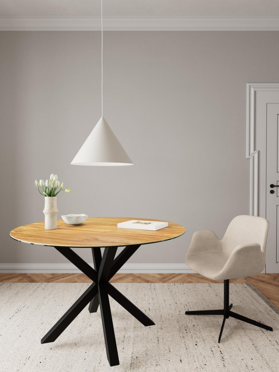 Masa dining Heaven, Natural, 75.5x119x119 cm