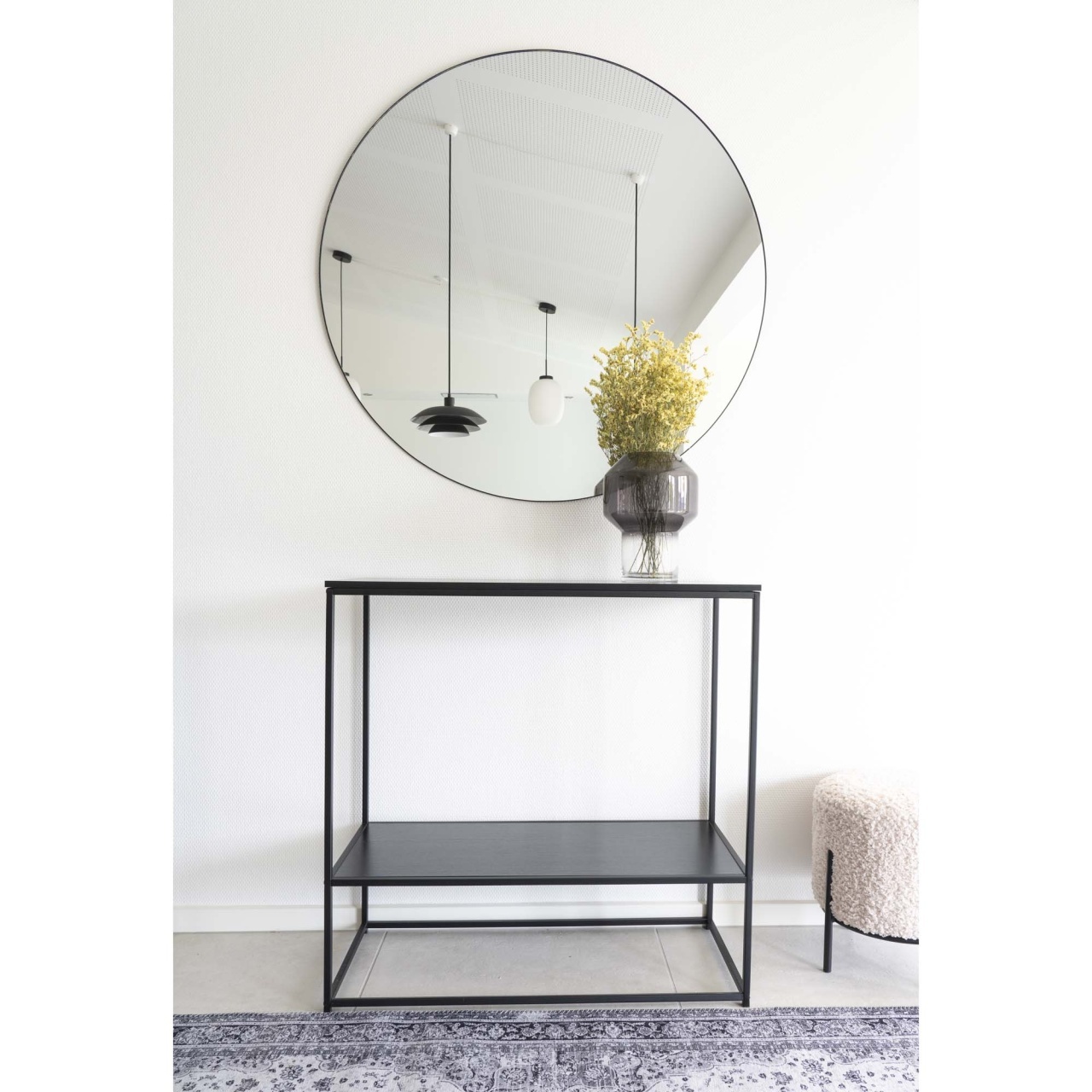 Oglinda de perete Jersey, Negru, 100x100x0.5 cm